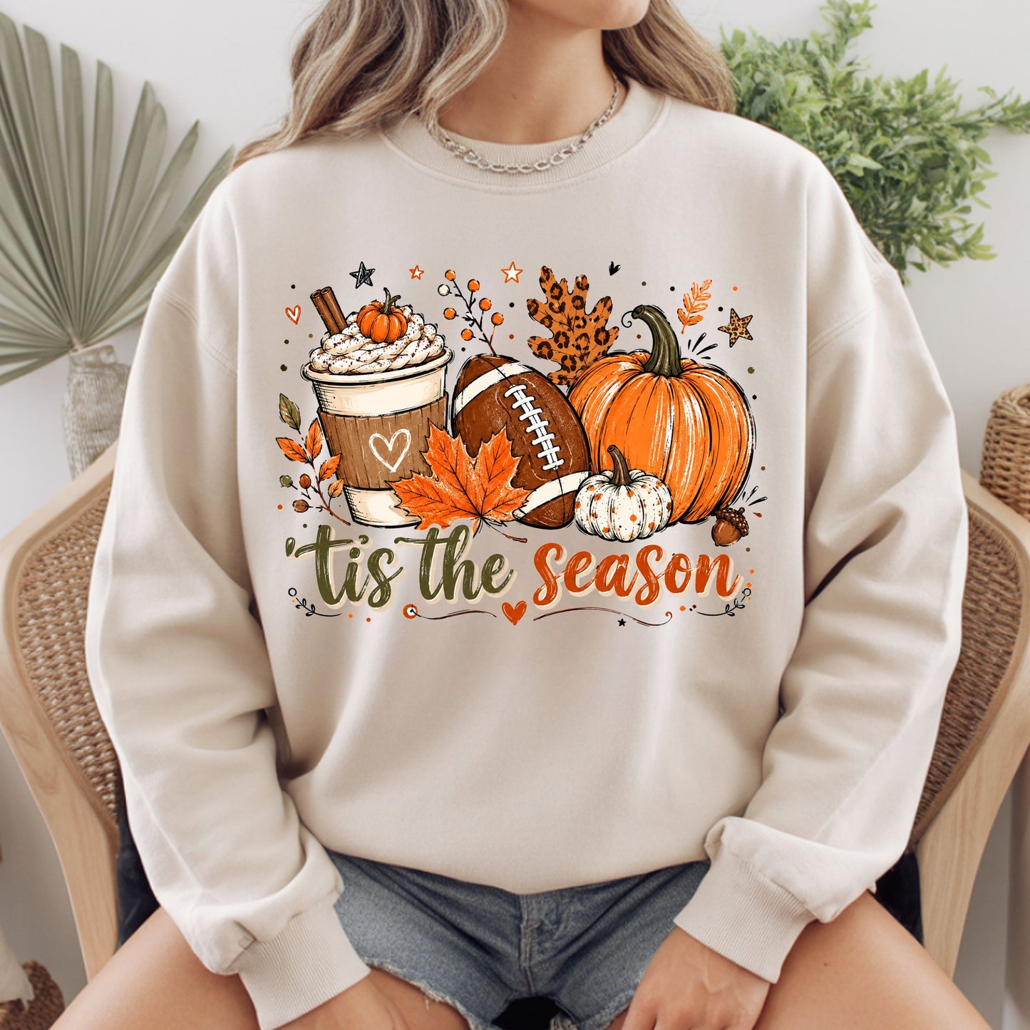 Tis the Season Football Fall T-Shirt, Pumpkin Spice Coffee Thanksgiving Tee