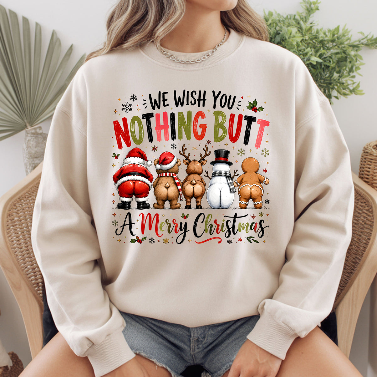 Funny Christmas Nothing Butt a Merry Christmas Santa Bear T-Shirt, Reindeer Snowman Gingerbread Tee