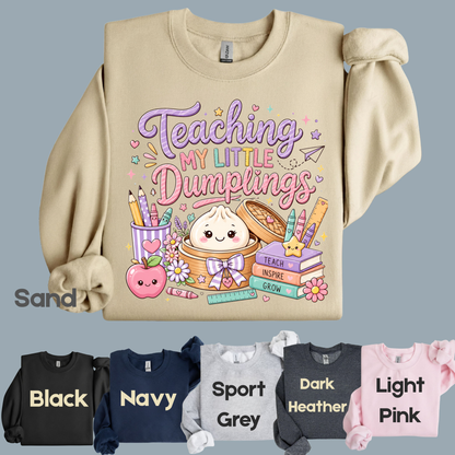 Teaching My Little Dumplings Teacher T-Shirt, Cute Pastel Kawaii School Life Tee