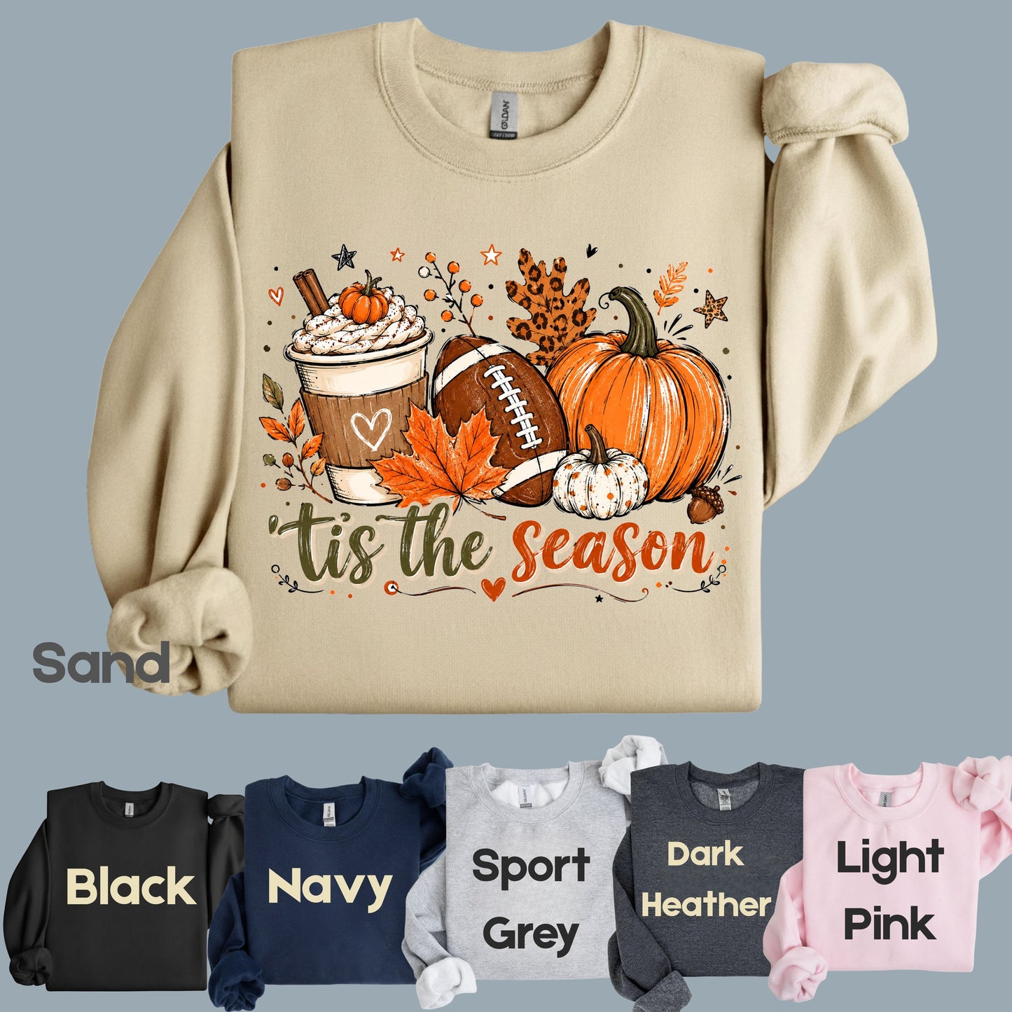 Tis the Season Football Fall T-Shirt, Pumpkin Spice Coffee Thanksgiving Tee