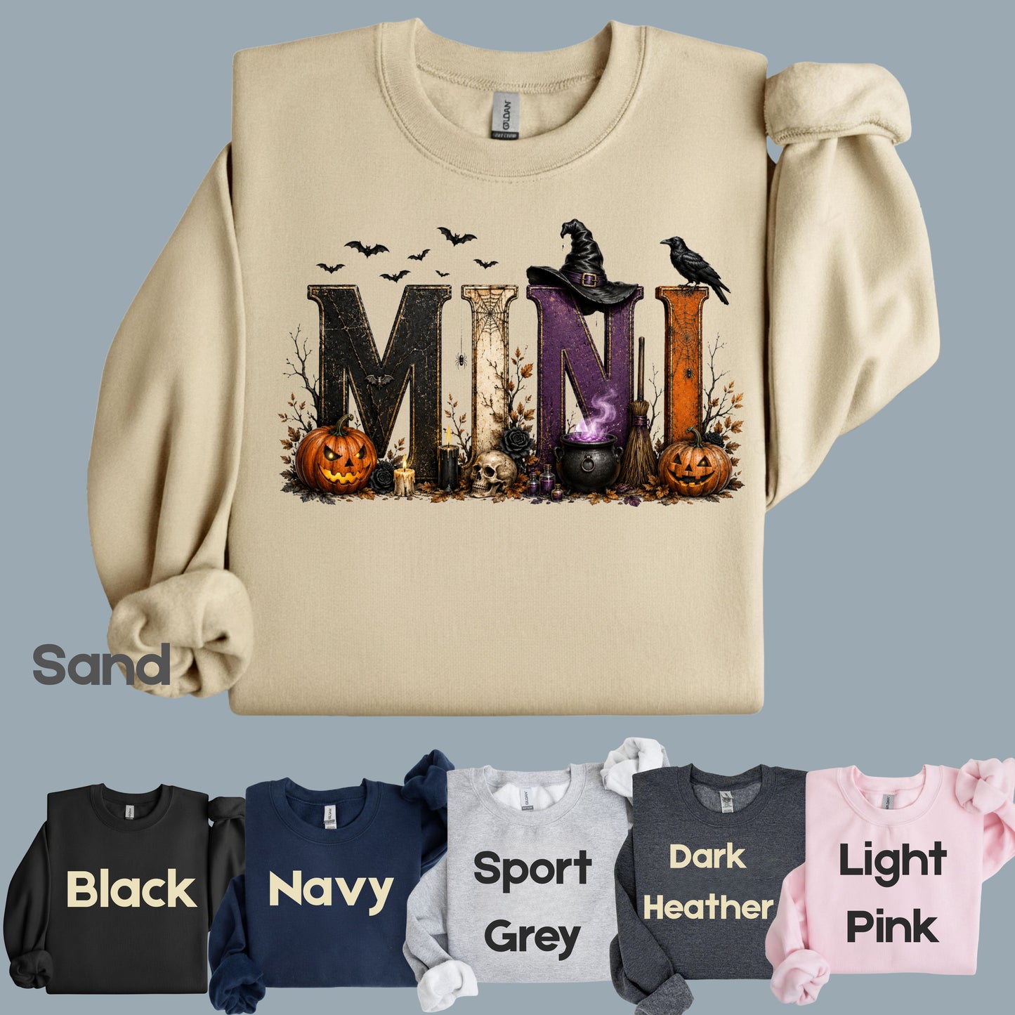 Mini Halloween Witch Hat Cauldron Pumpkin Kids T-Shirt, Spooky Season Tee