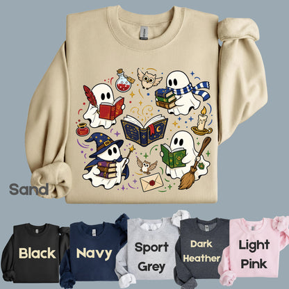 Reading Ghosts Spooky Bookish T-Shirt, Wizard Academy Halloween Comfort Color Tee