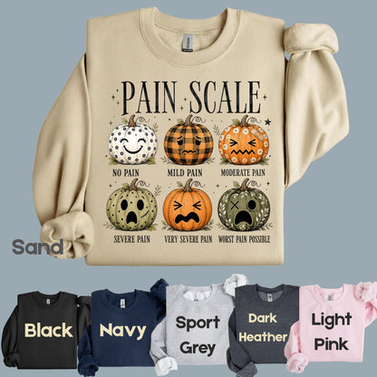 Funny Fall Pumpkin Pain Scale Nurse T-Shirt, Halloween Medical Humor Tee