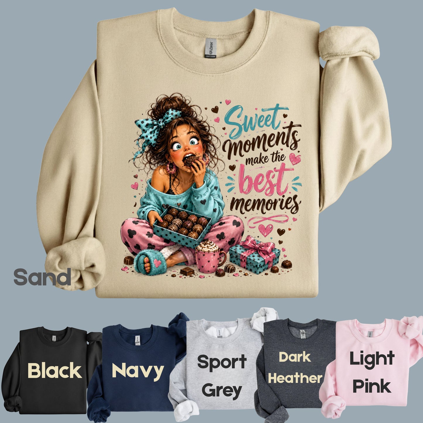 Cute Chocolate Lover Girl T-Shirt, Sweet Moments Best Memories Chocolate Box Women Tee