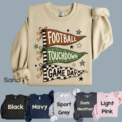Football Game Day Pennants T-Shirt, Touchdown Flags Stars Sports Comfort Color Tee