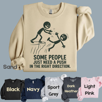 Some People Need a Push Sarcastic Humor T-Shirt, Stick Figure Cliff Tee