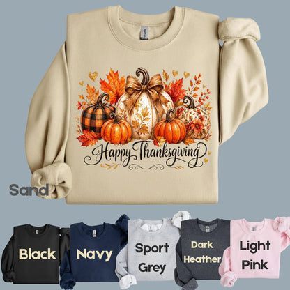 Happy Thanksgiving Fall Leaves Pumpkins Retro Autumn T-Shirt, Thanksgiving Tee