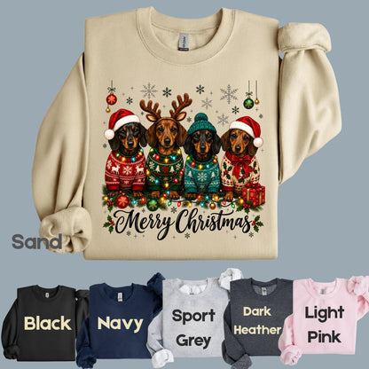 Christmas Dachshund Merry Christmas Dogs T-Shirt, Santa Hat Holiday Pet Lover Tee