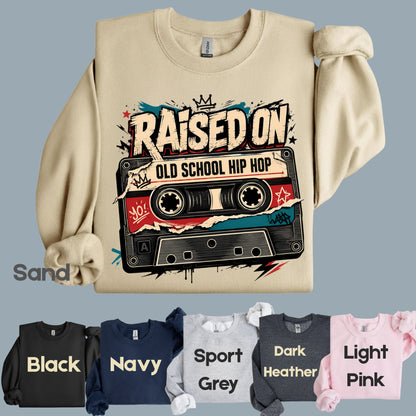Vintage Cassette Tape Raised on Old School T-Shirt, Hip Hop Retro Music Graffiti Crown Tee