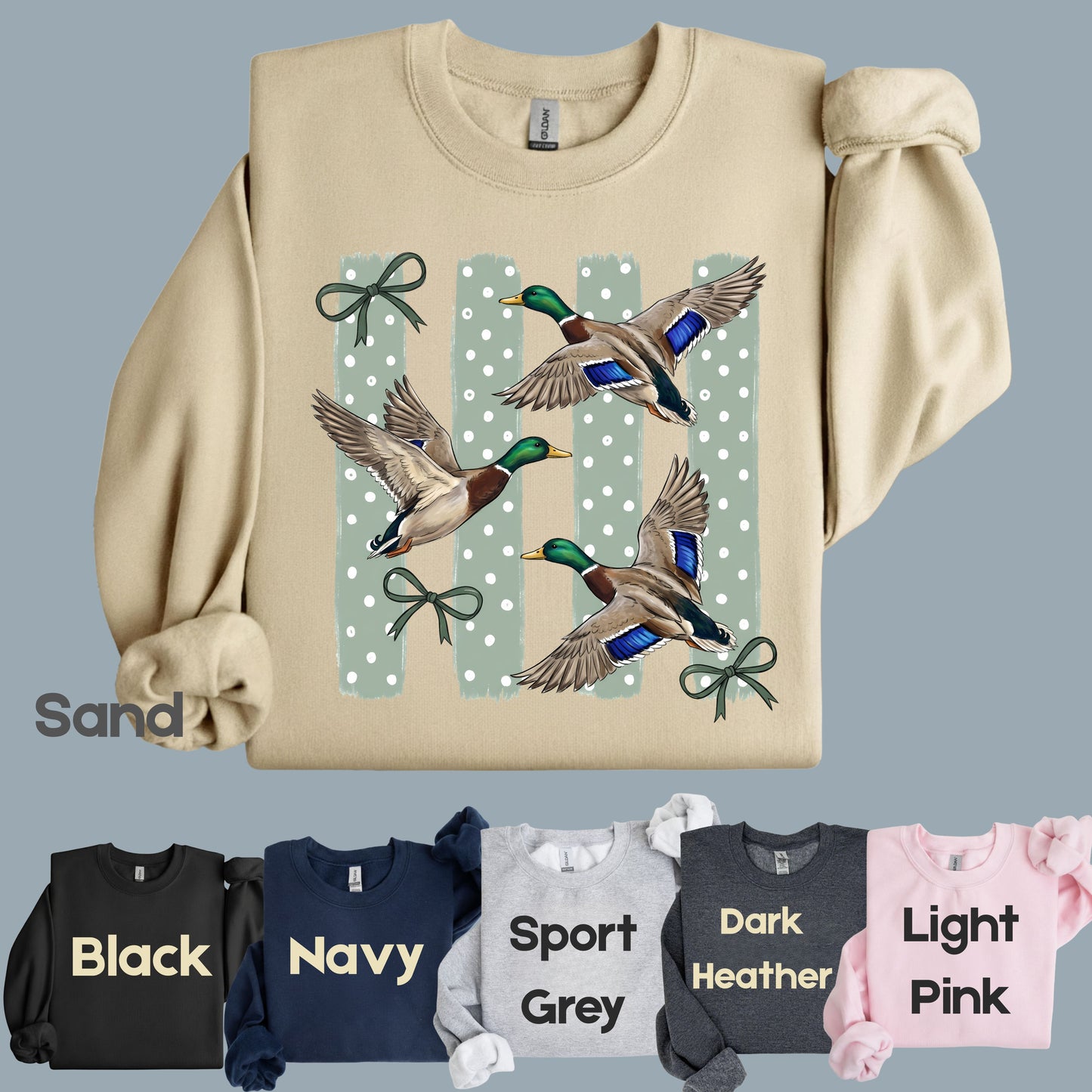 Flying Mallard Ducks Vintage T-Shirt, Green Bows Polka Dot Coquette Hunting Tee