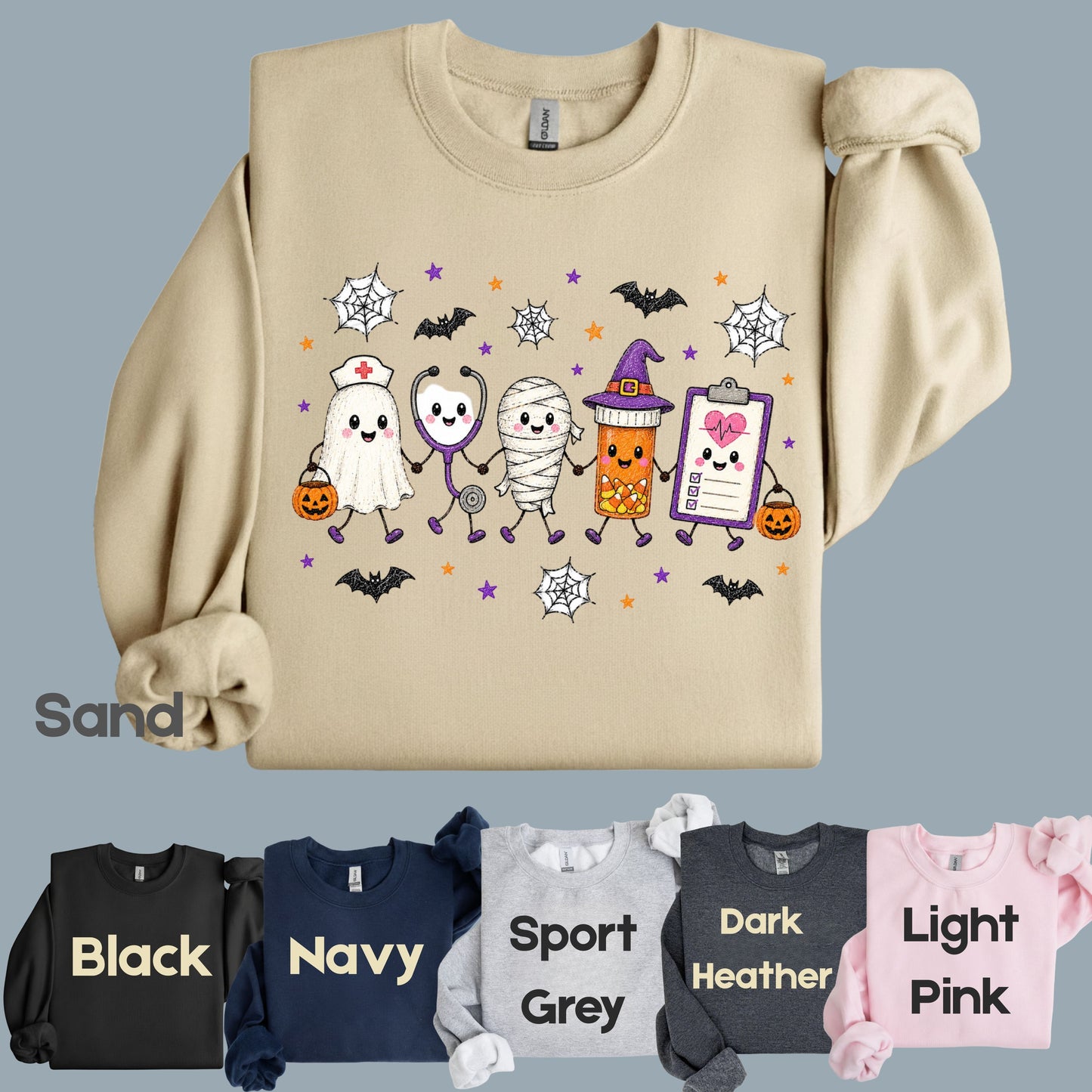 Spooky Nurse Squad Halloween Medical T-Shirt, Ghost Stethoscope Pill Bottle Tee