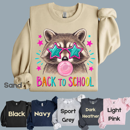 Back to School Raccoon T-Shirt, Star Sunglasses Bubblegum Trash Panda Comfort Color Tee