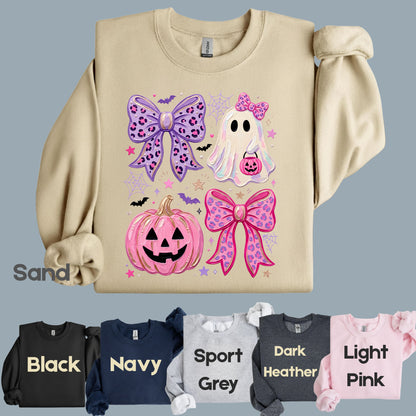Coquette Halloween Ghost Pink Pumpkin Leopard Bow T-Shirt, Spooky Cute Tee