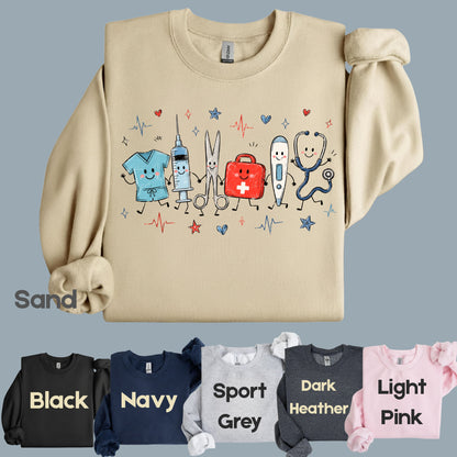 Cute Nurse Life Medical T-Shirt, Stethoscope Scrubs Syringe First Aid Healthcare Tee