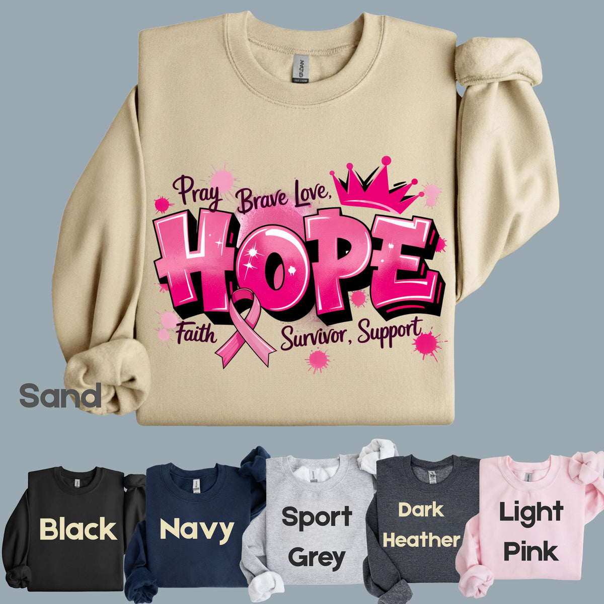 Breast Cancer Hope Pink Ribbon T-Shirt, Survivor Awareness Support Comfort Color Tee