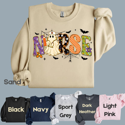 Halloween Nurse Ghost T-Shirt, Spooky Nurse Life Hat Syringe Bats Tee