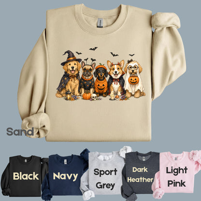 Halloween Dogs Comfort Colors T Shirts Cute Witchy Puppy Pumpkin Tees Spooky Costume Corgi Frenchie Golden Retriever Shirt Autumn Fall Graphic Hoodie