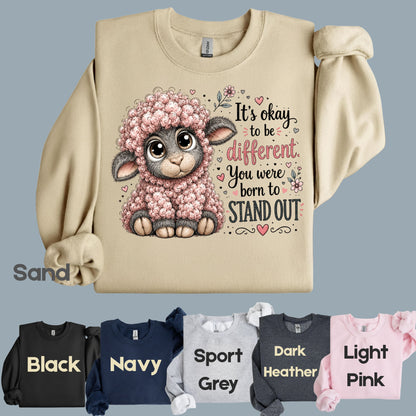 Inspirational Black Sheep Born to Stand Out T-Shirt, Cute Lamb Quote Tee