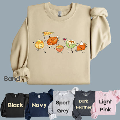 Thanksgiving Dancing Turkey T-Shirt, Food Parade Pumpkin Pie Funny Fall Tee