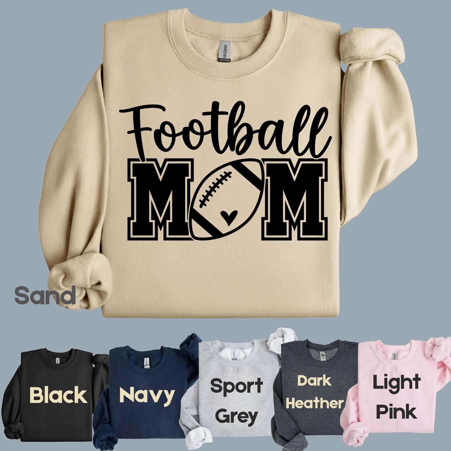 Football Mom Game Day Heart T-Shirt, Sports Season Varsity Letters Comfort Color Tee