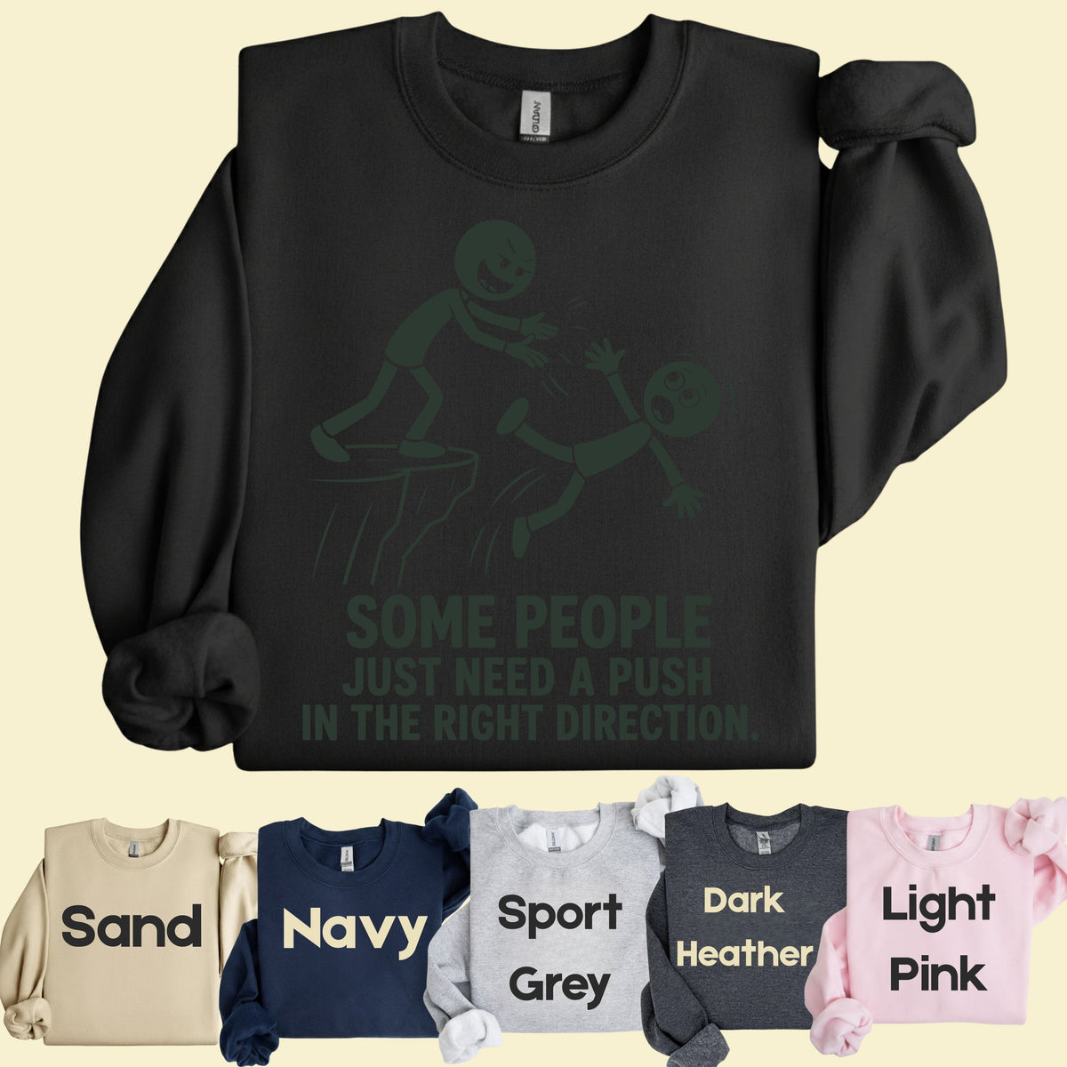 Some People Need a Push Sarcastic Humor T-Shirt, Stick Figure Cliff Tee
