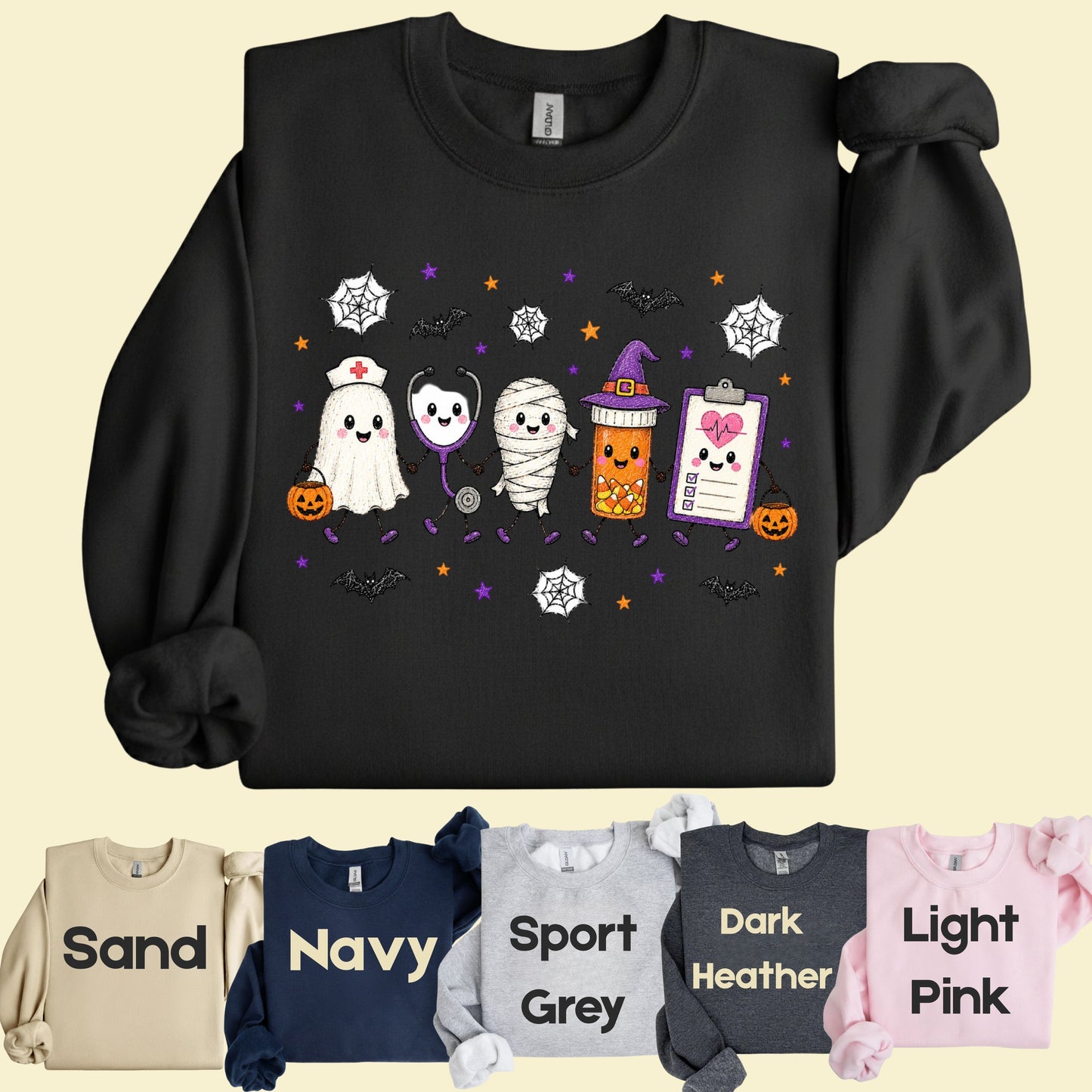 Spooky Nurse Squad Halloween Medical T-Shirt, Ghost Stethoscope Pill Bottle Tee