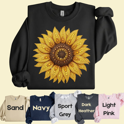 Sunflower Yellow Beaded Floral T-Shirt, Summer Fall Flower Tee