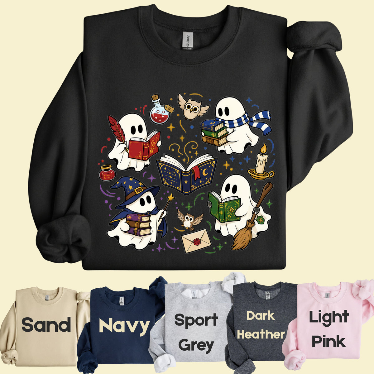 Reading Ghosts Spooky Bookish T-Shirt, Wizard Academy Halloween Comfort Color Tee
