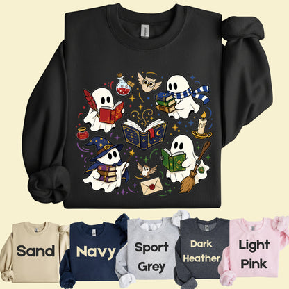 Reading Ghosts Spooky Bookish T-Shirt, Wizard Academy Halloween Comfort Color Tee