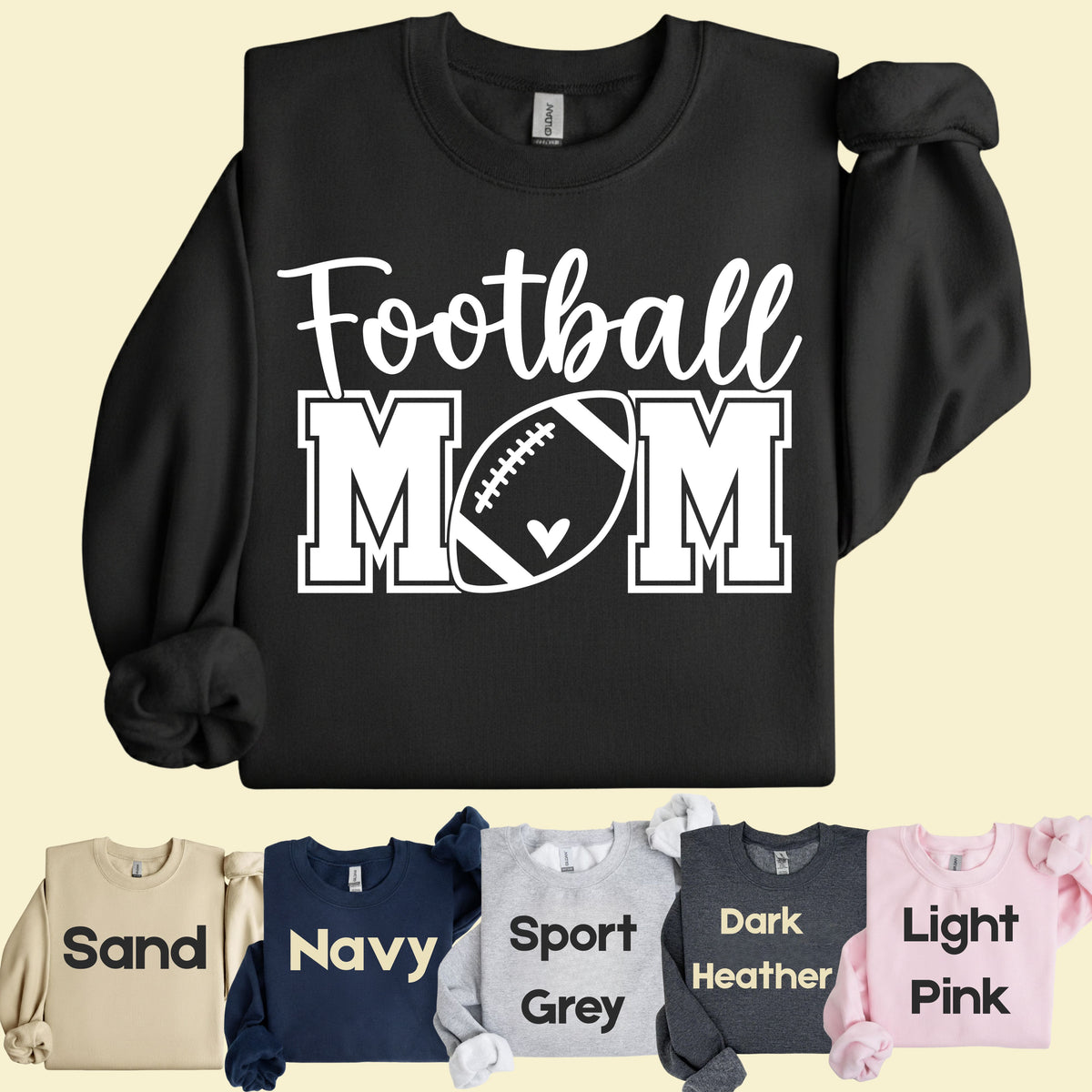 Football Mom Game Day Heart T-Shirt, Sports Season Varsity Letters Comfort Color Tee