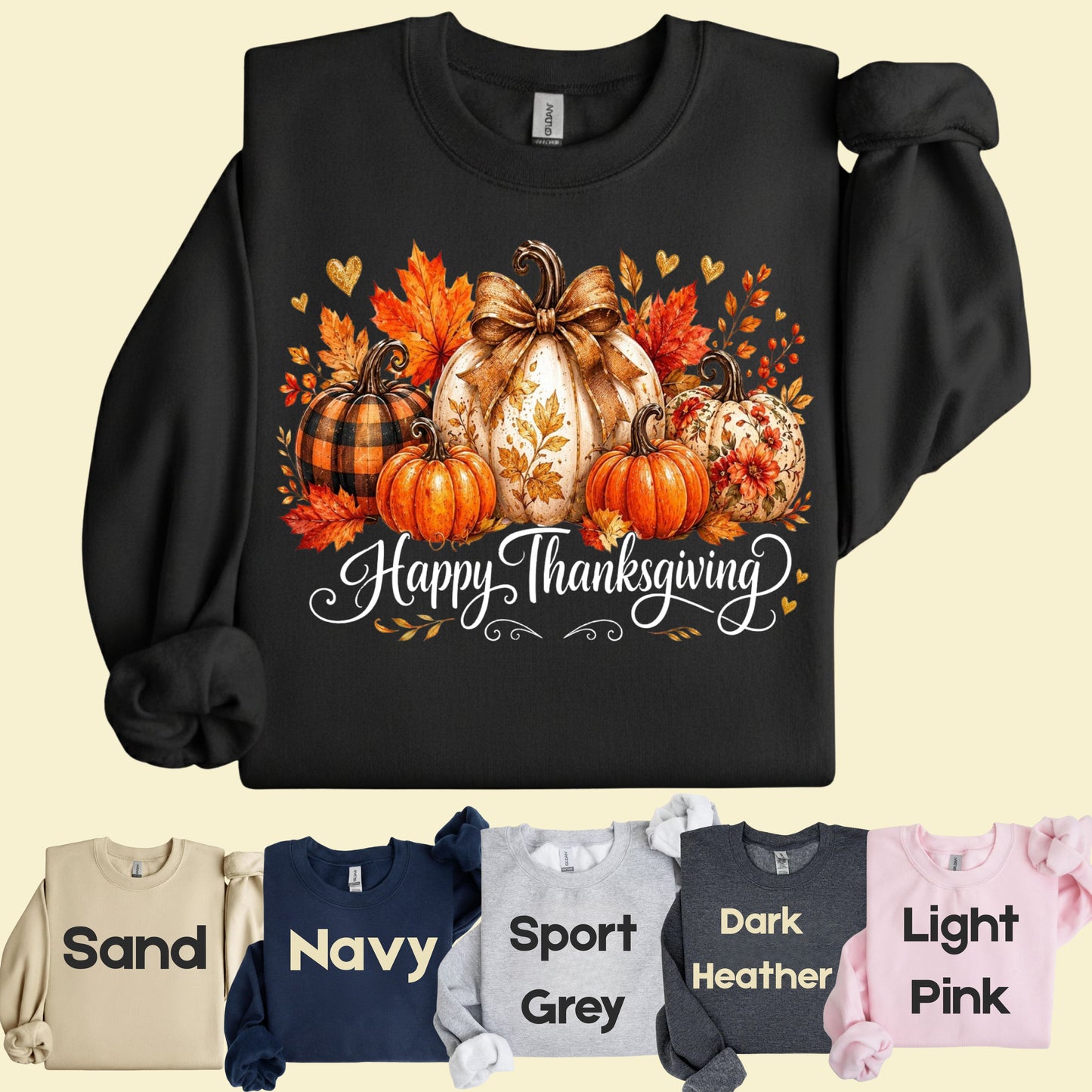 Happy Thanksgiving Fall Leaves Pumpkins Retro Autumn T-Shirt, Thanksgiving Tee