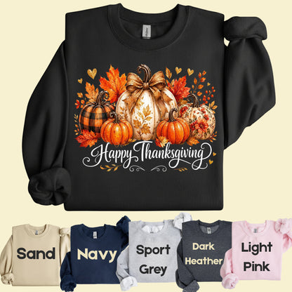 Happy Thanksgiving Fall Leaves Pumpkins Retro Autumn T-Shirt, Thanksgiving Tee