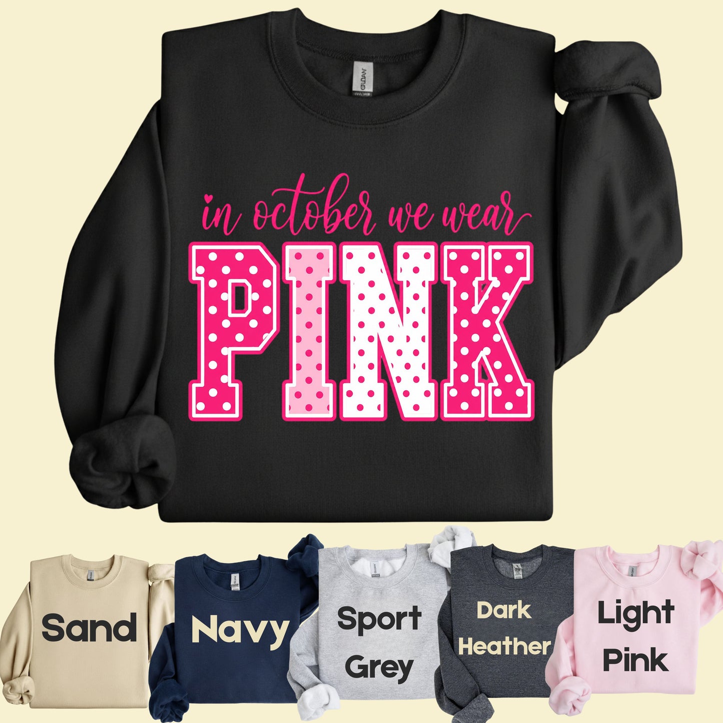 Breast Cancer Awareness In October We Wear Pink T-Shirt, Varsity Polka Dot Women Tee