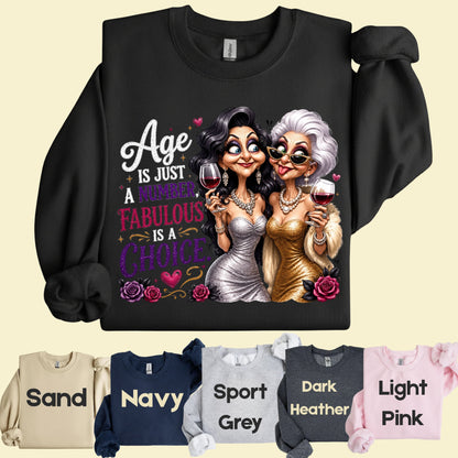 Age Is Just a Number Birthday T-Shirt, Fabulous Is a Choice Glam Best Friends Wine Tee