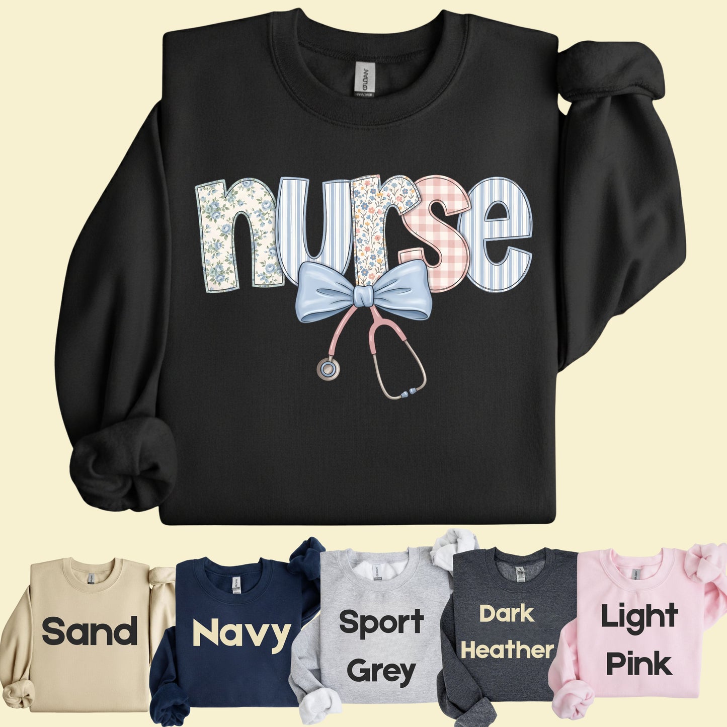 Nurse Coquette Floral Bow T-Shirt, Stethoscope Vintage Patchwork Nurse Tee