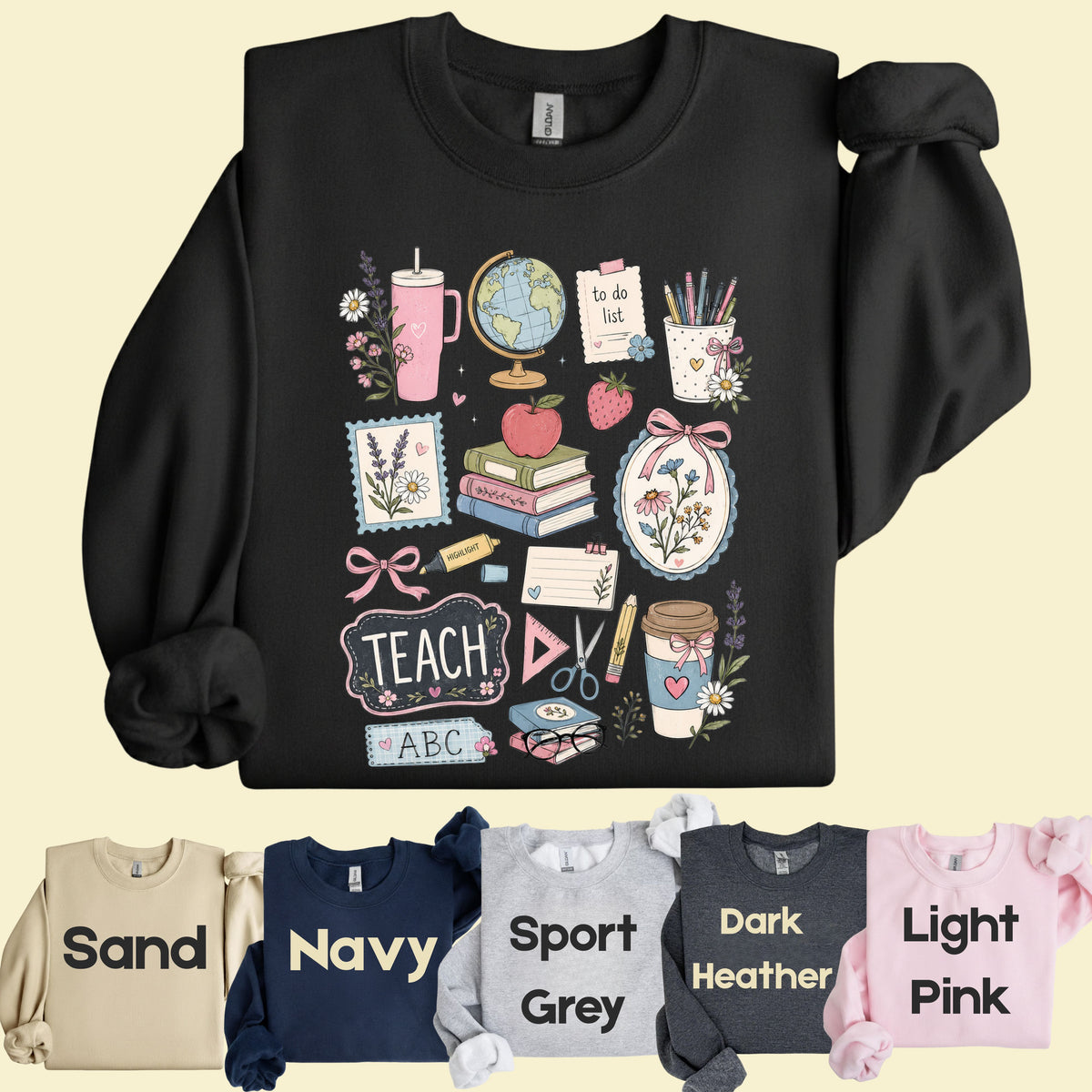 Cute Teacher Supplies Coquette T-Shirt, Books Coffee Globe Pink Bows Back to School Tee