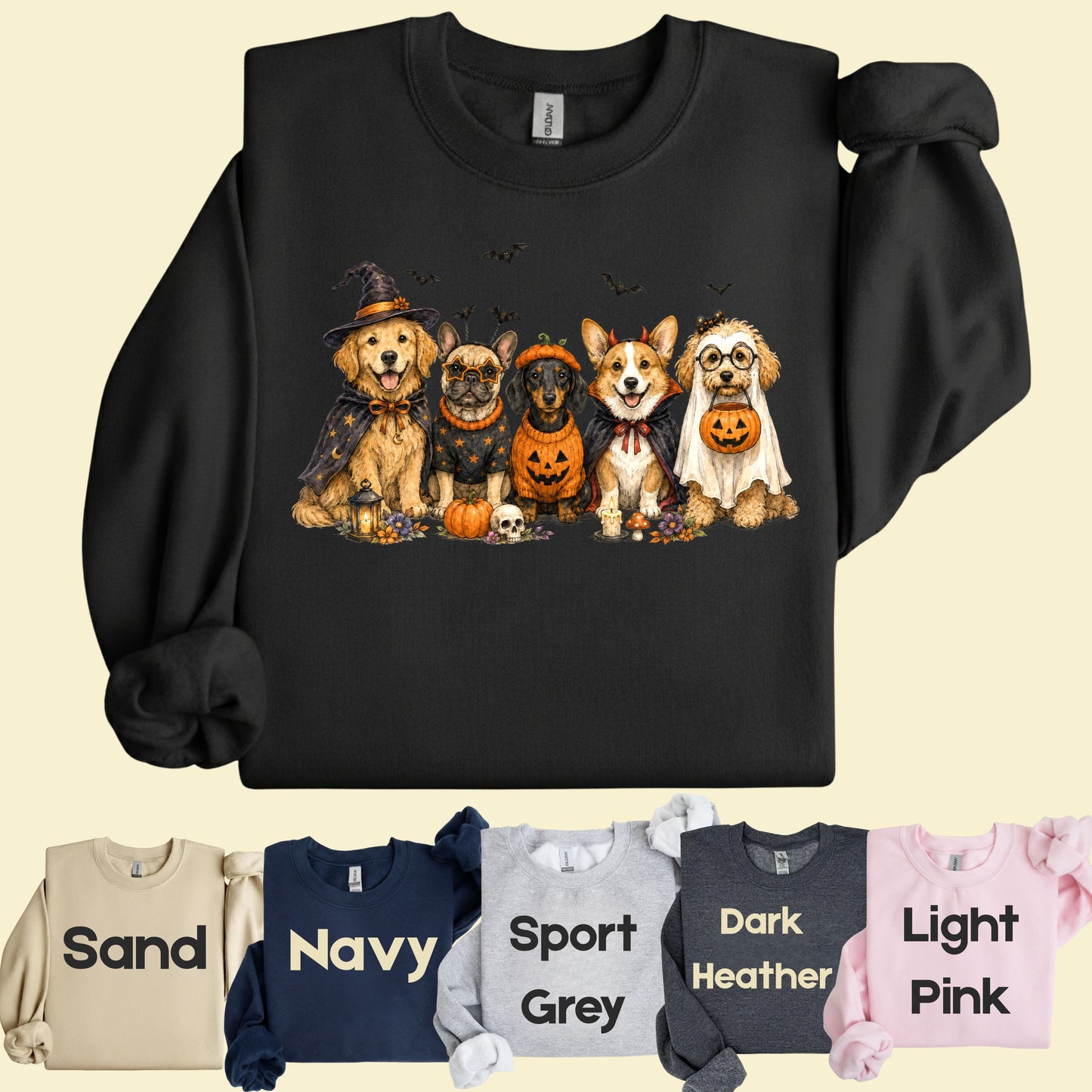 Halloween Dogs Comfort Colors T Shirts Cute Witchy Puppy Pumpkin Tees Spooky Costume Corgi Frenchie Golden Retriever Shirt Autumn Fall Graphic Hoodie