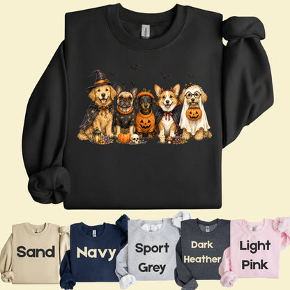Halloween Dogs Comfort Colors T Shirts Cute Witchy Puppy Pumpkin Tees Spooky Costume Corgi Frenchie Golden Retriever Shirt Autumn Fall Graphic Hoodie