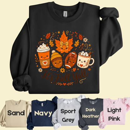 It's Fall Y'all Autumn T-Shirt, Coffee Acorn Football Cute Fall Season Tee