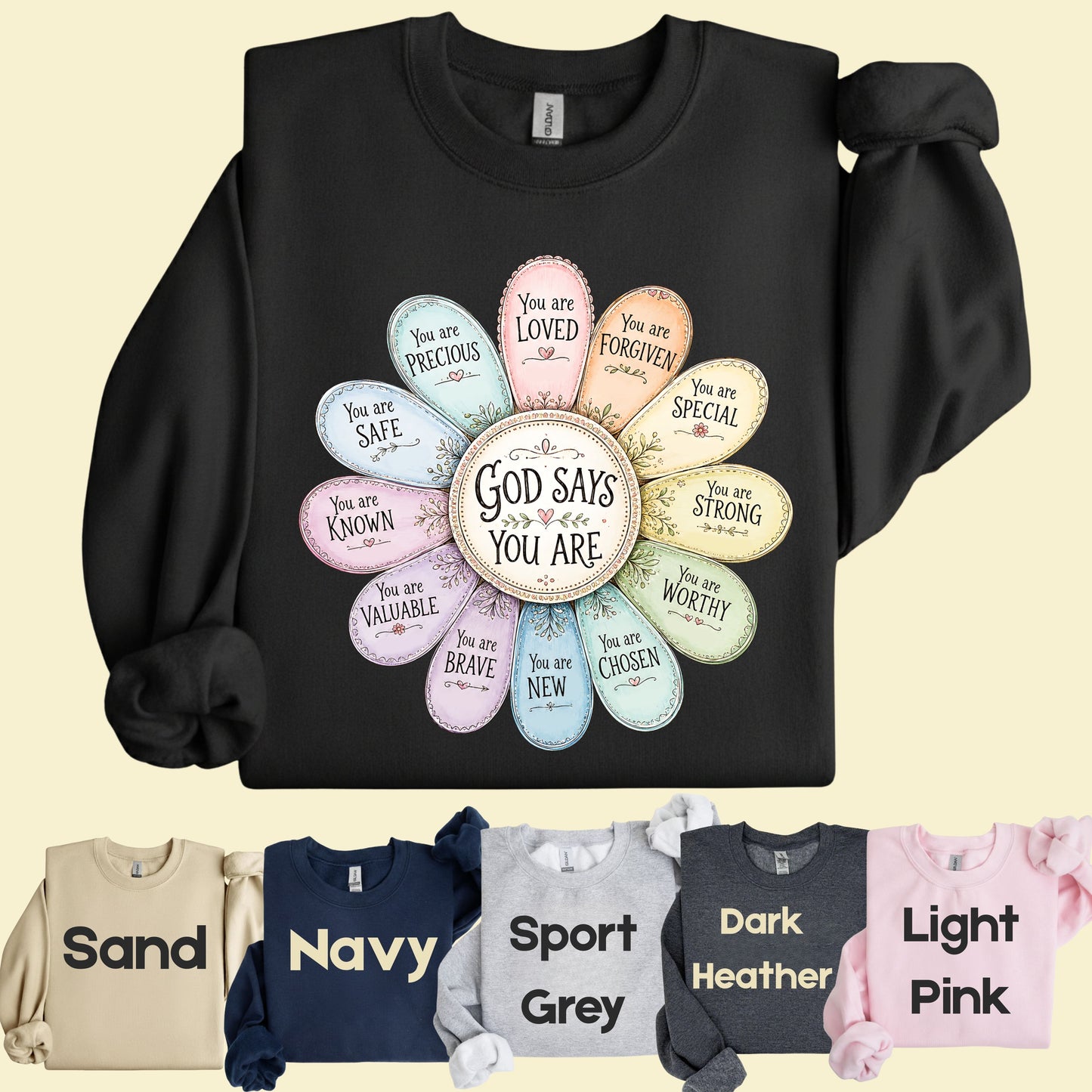 God Says You Are a Flower Christian Faith T-Shirt, Affirmation Petals Religious Quote Tee