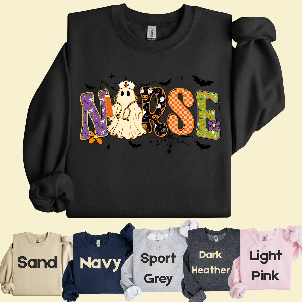 Halloween Nurse Ghost T-Shirt, Spooky Nurse Life Hat Syringe Bats Tee
