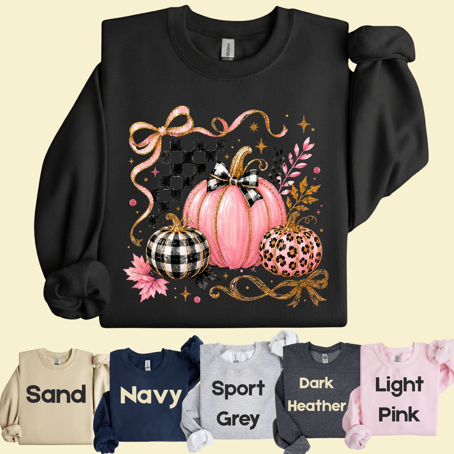 Pink Coquette Fall Pumpkin T-Shirt, Leopard Plaid Ribbon Bow Checkered Autumn Tee