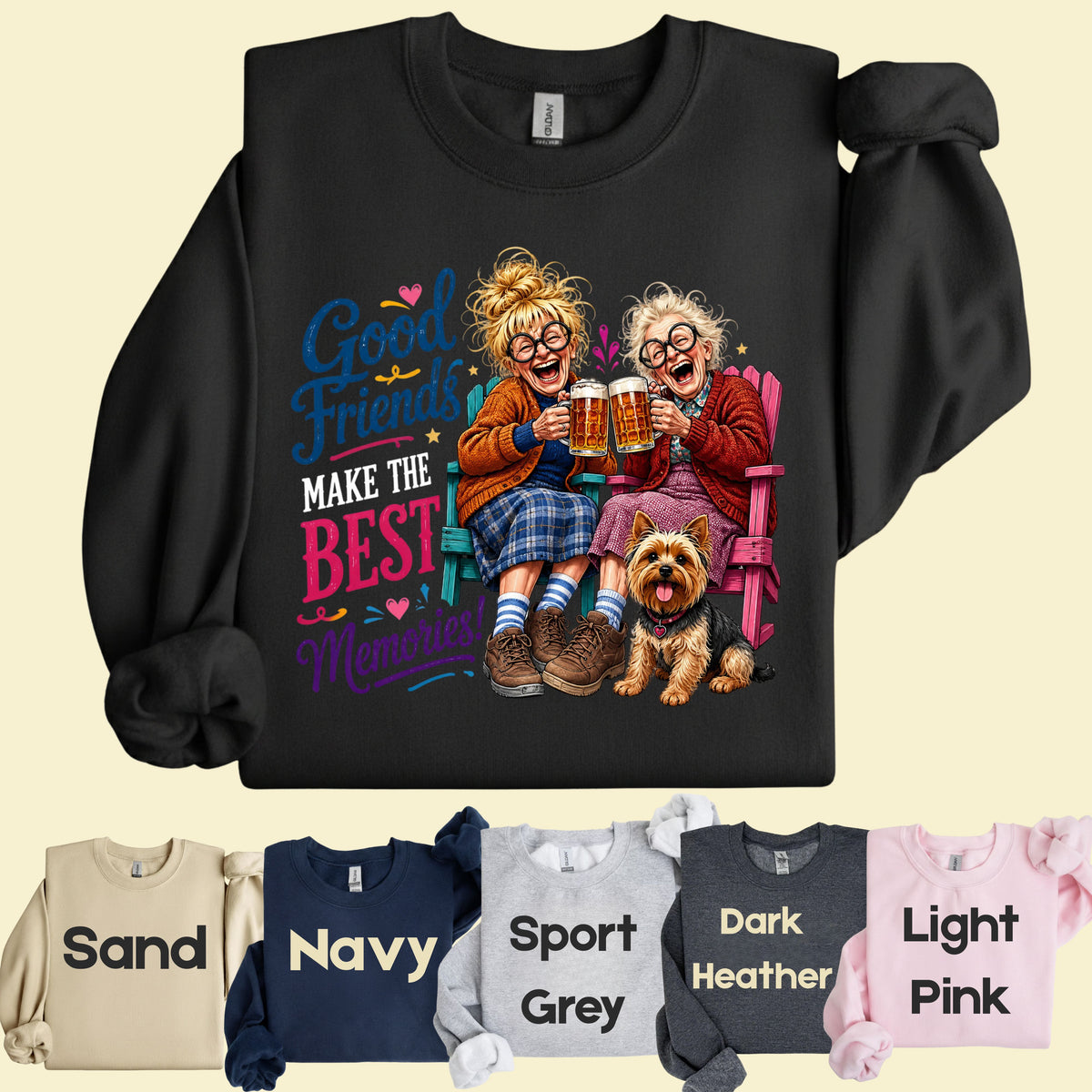 Funny Best Friends Good Friends Best Memories T-Shirt, Old Ladies Yorkshire Terrier Tee