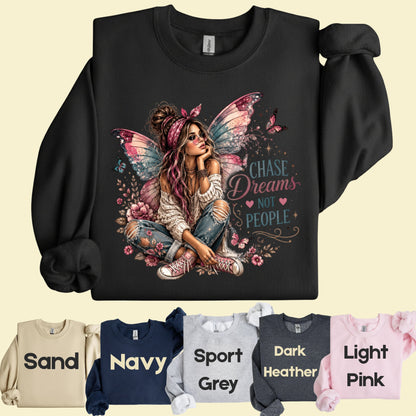Chase Dreams Not People Fairy Girl T-Shirt, Boho Butterfly Wings Inspirational Tee