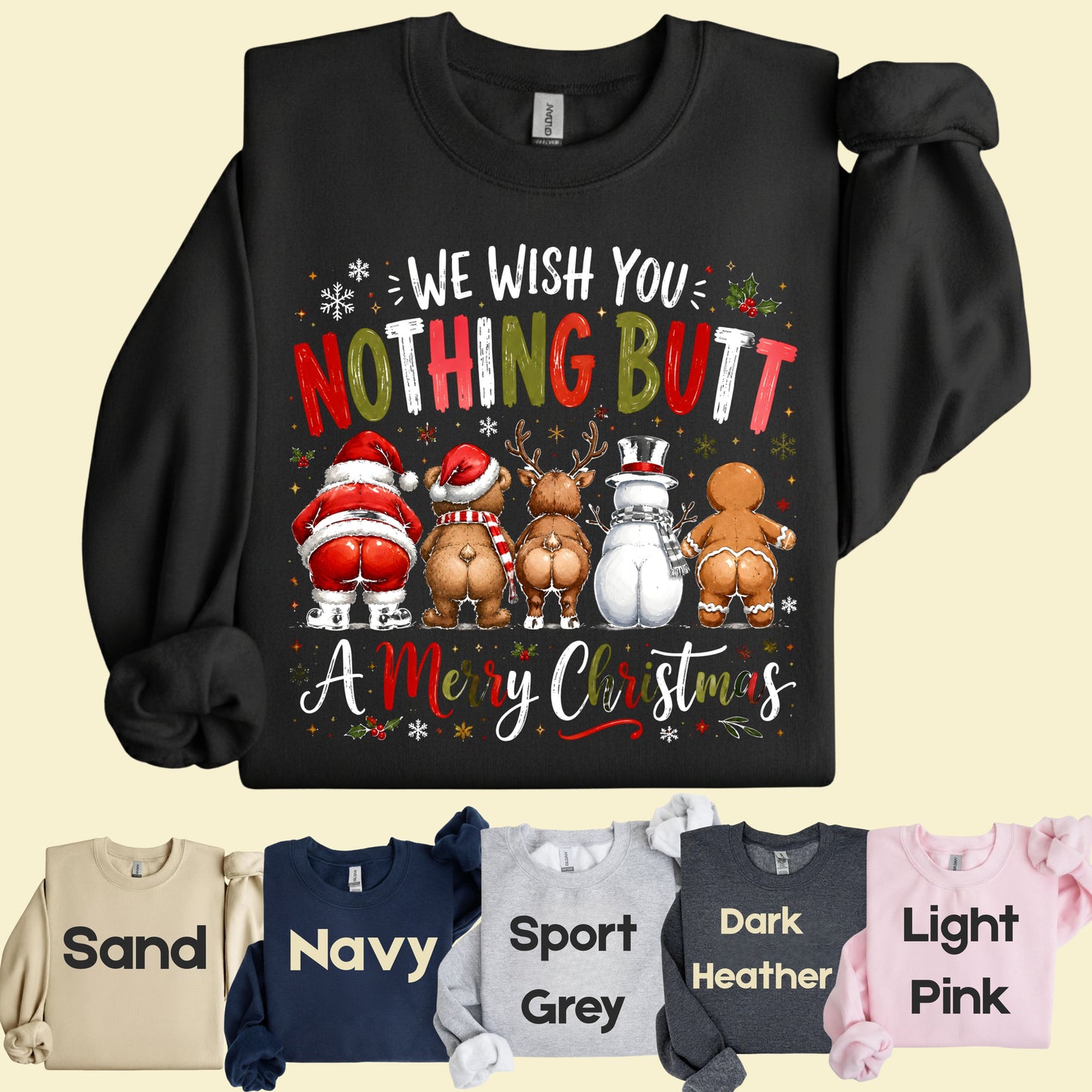 Funny Christmas Nothing Butt a Merry Christmas Santa Bear T-Shirt, Reindeer Snowman Gingerbread Tee