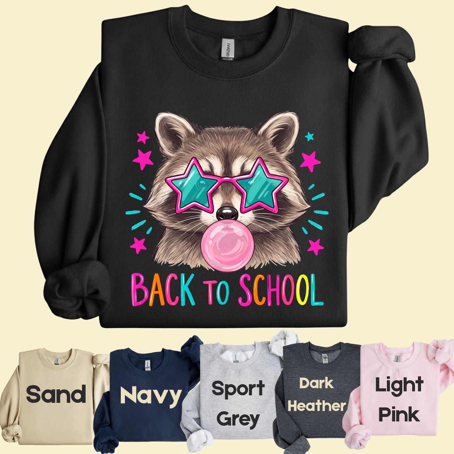 Back to School Raccoon T-Shirt, Star Sunglasses Bubblegum Trash Panda Comfort Color Tee