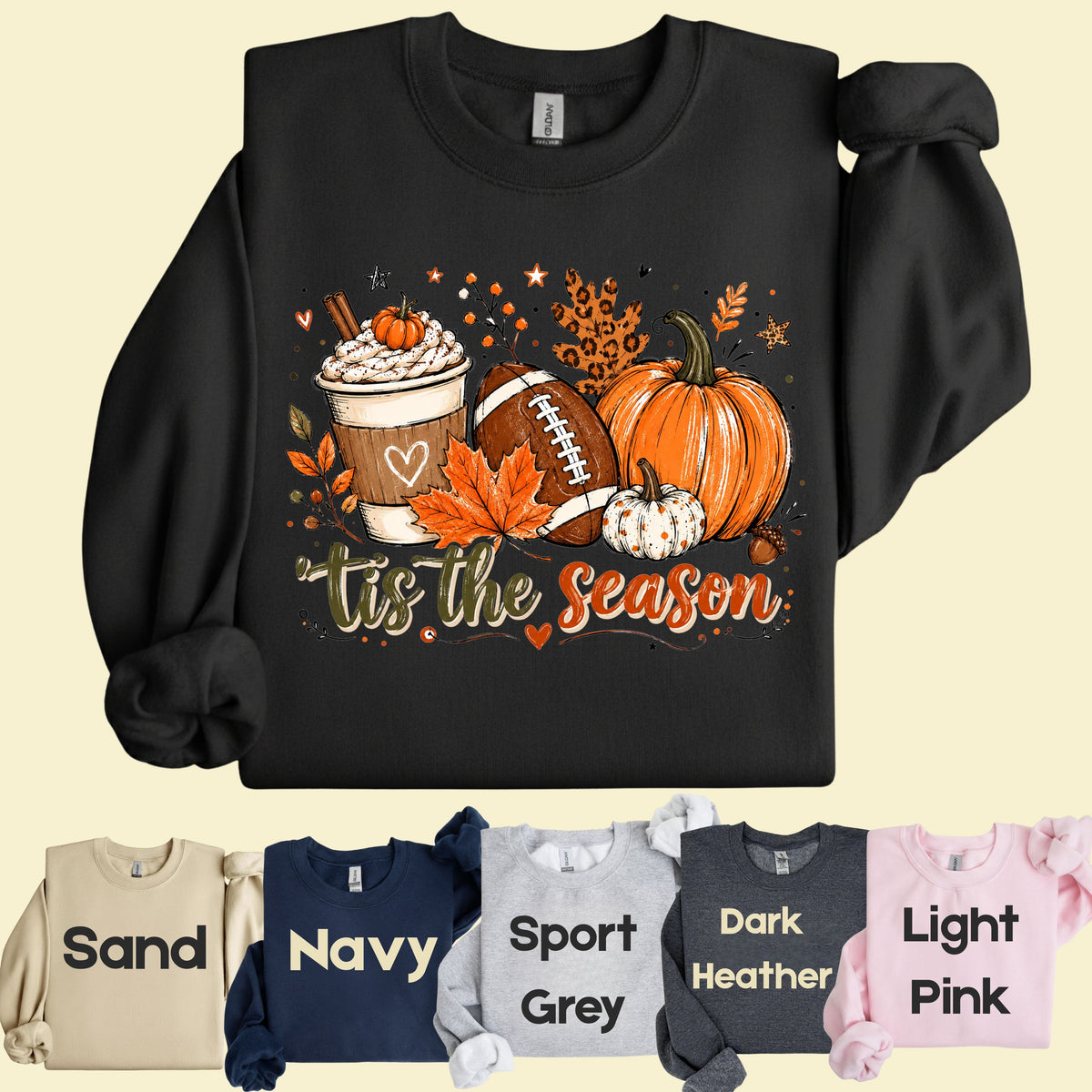 Tis the Season Football Fall T-Shirt, Pumpkin Spice Coffee Thanksgiving Tee