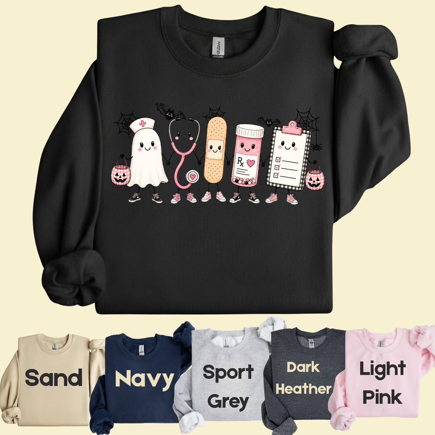 Pink Spooky Nurse Squad Halloween T-Shirt, Ghost Stethoscope Medical Bandage Tee