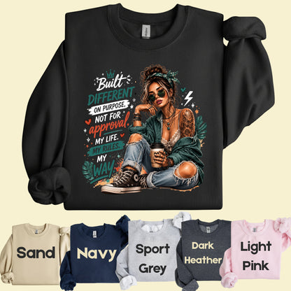 Built Different On Purpose Tattooed Girl T-Shirt, Coffee My Life My Rules Tee