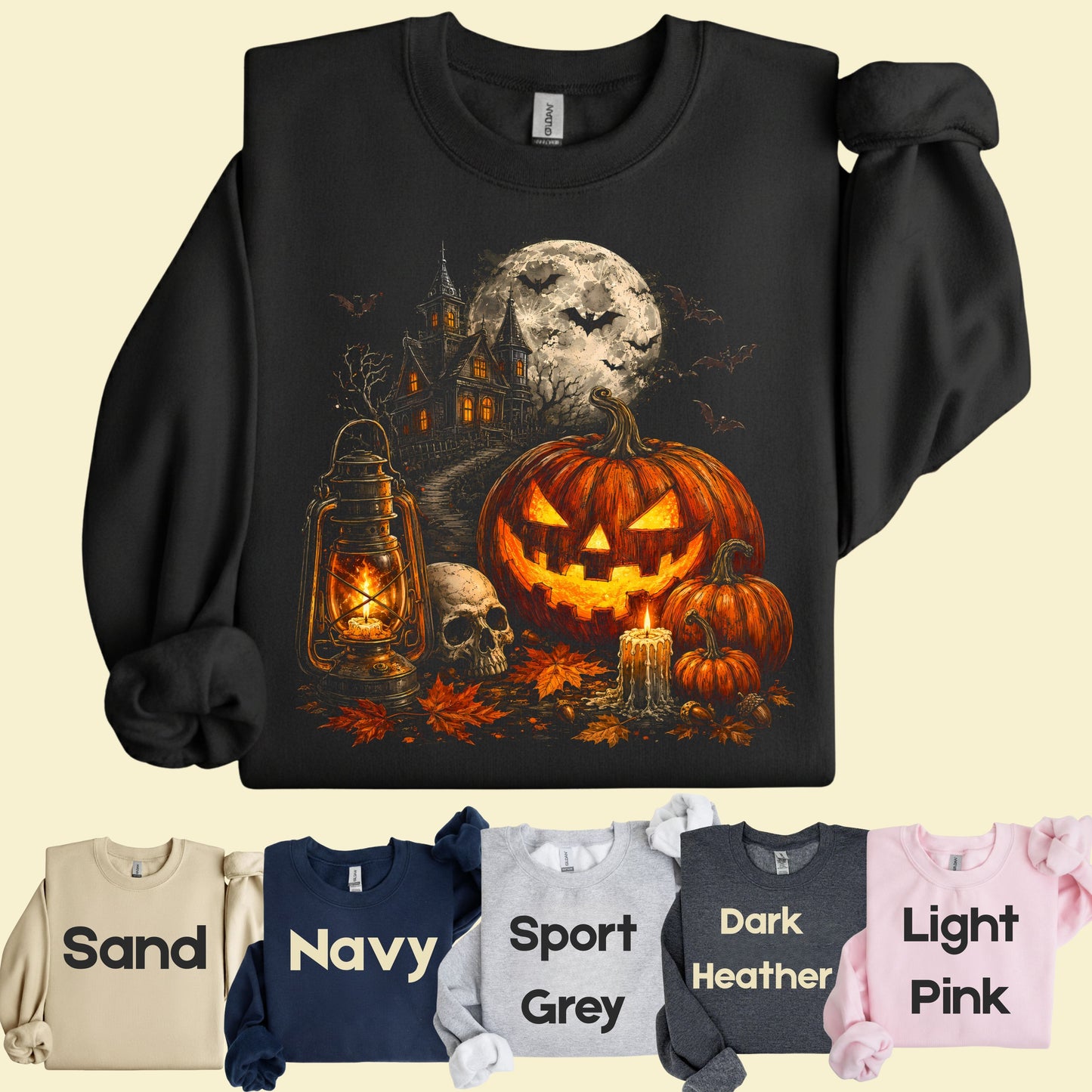 Vintage Haunted House Halloween T-Shirt, Pumpkin Lantern Jack O Lantern Spooky Autumn Tee